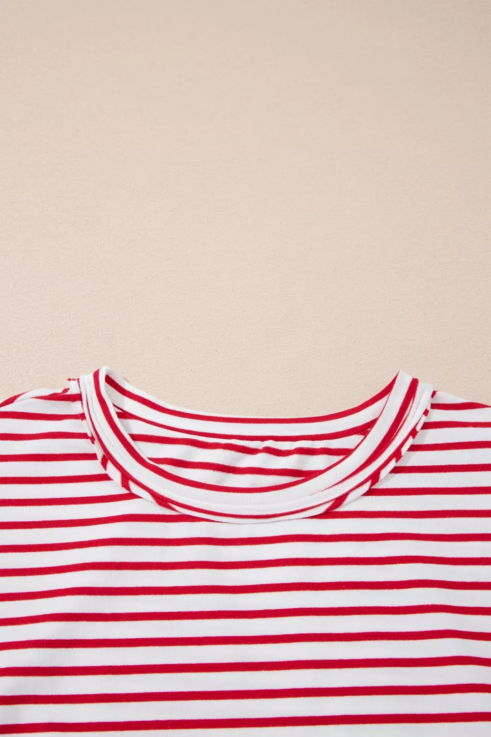 Stripe Floral Puff Sleeve Patchwork Round Neck Loose Top, image 5