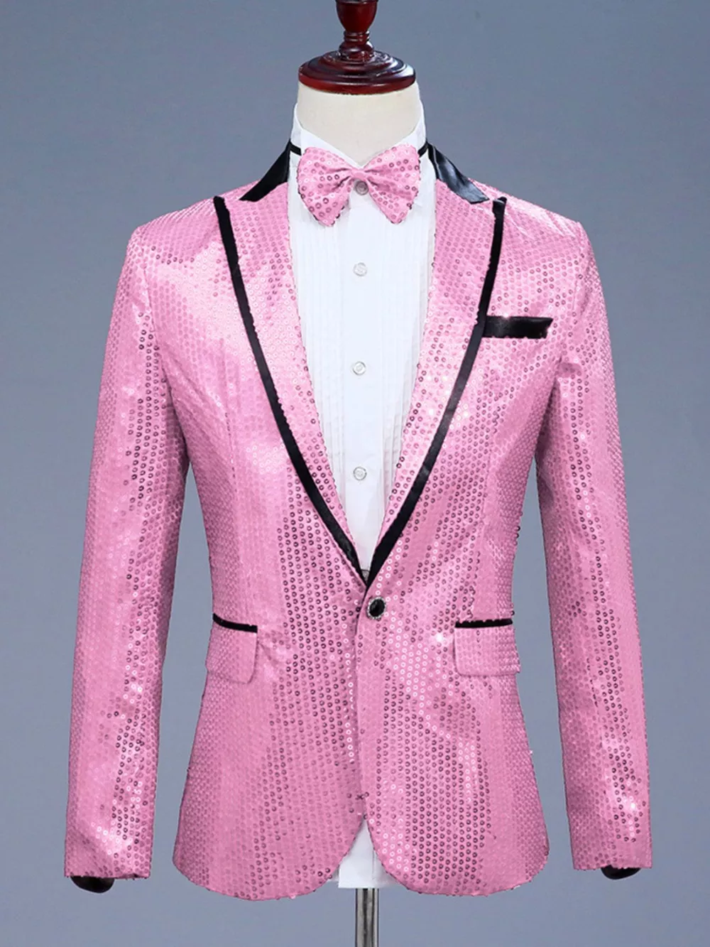 Men's Full Size Sequin One Button Long Sleeve Blazer Plus Size, image 13