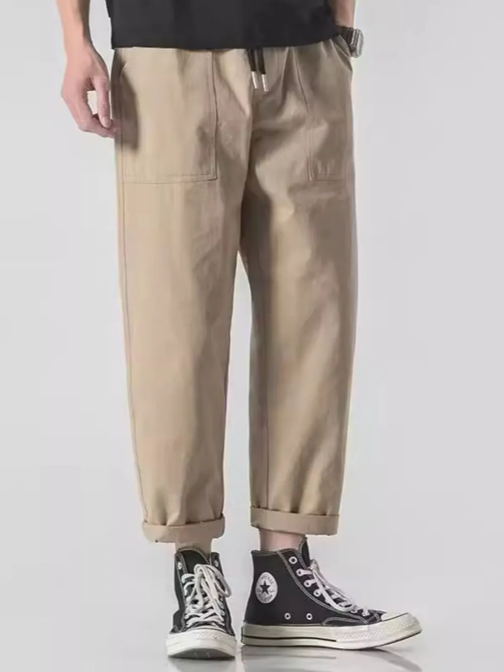 Men's Plus Size Drawstring Wide Leg Pants, image 4