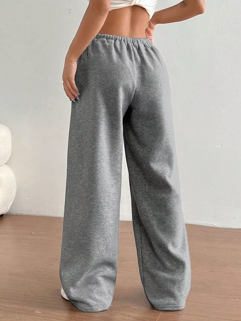 Casual Drawstring High Waist Wide Leg Sweatpants, image 11