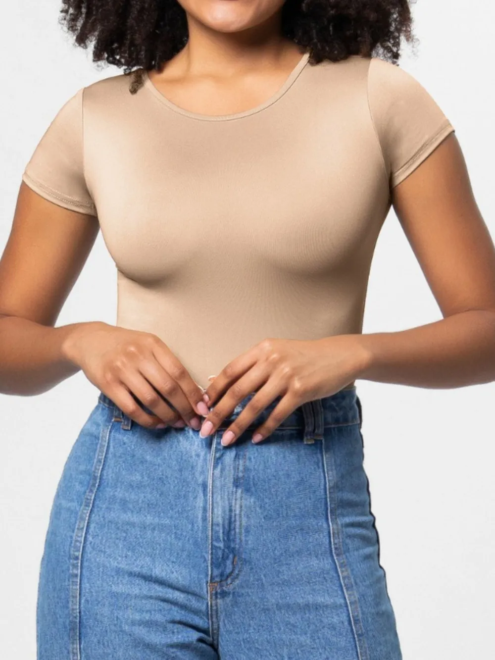 Full Size Round Neck Short Sleeve Bodysuit, image 19