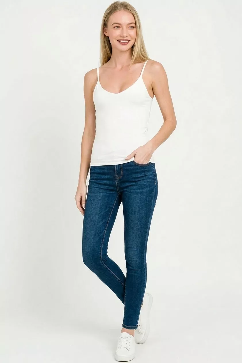 Double Layered V-neck Spaghetti Cami, image 3