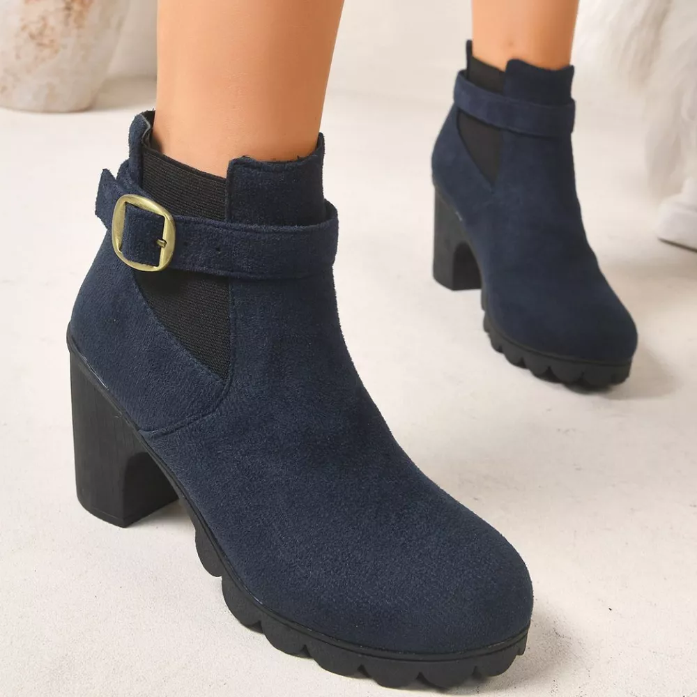 Round Toe Block Heels Boots, image 4