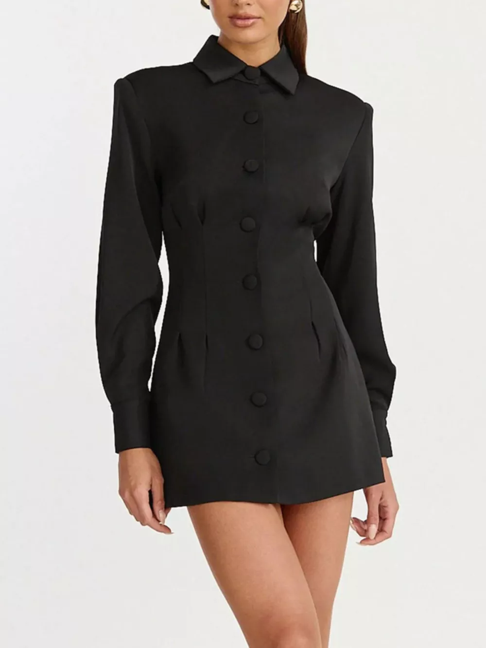 Corset-Style Button-Down Blazer Dress, image 6