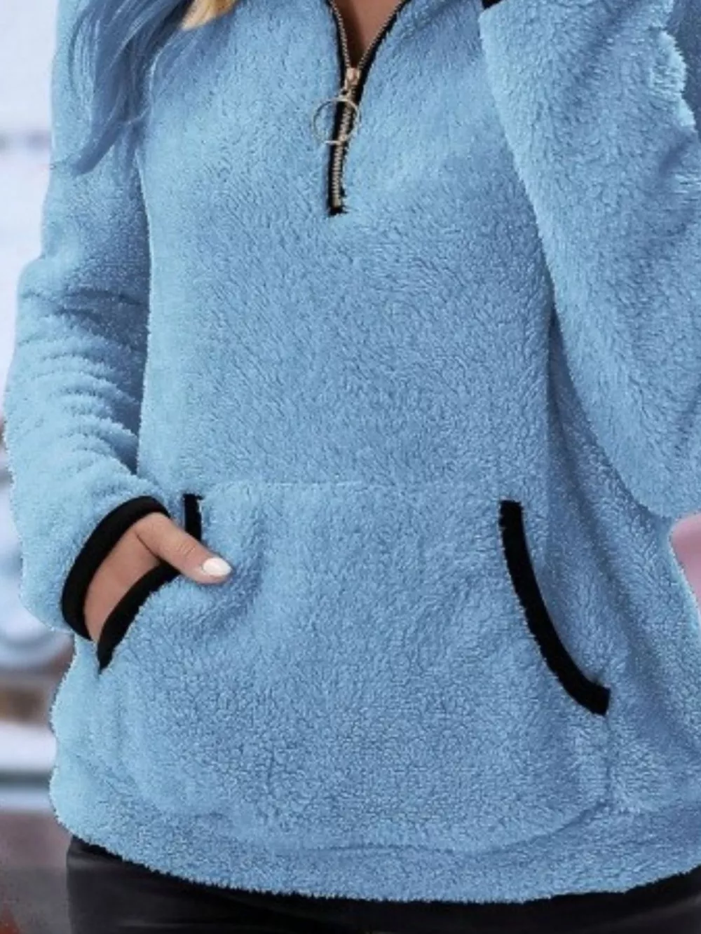 Full Size Cozy Fleece Quarter Zip Long Sleeve Sweatshirt Plus Size, image 19