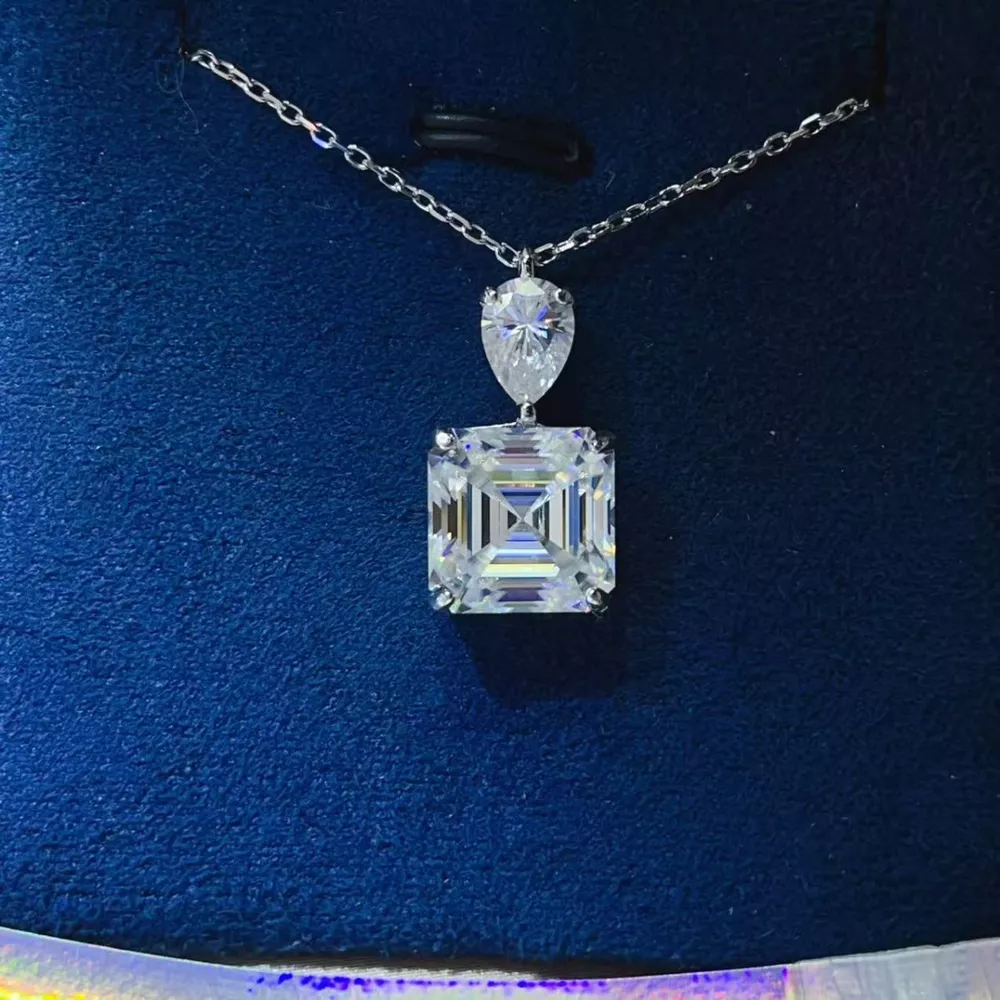 5.8 Carat Moissanite 925 Sterling Silver Pendant Necklace