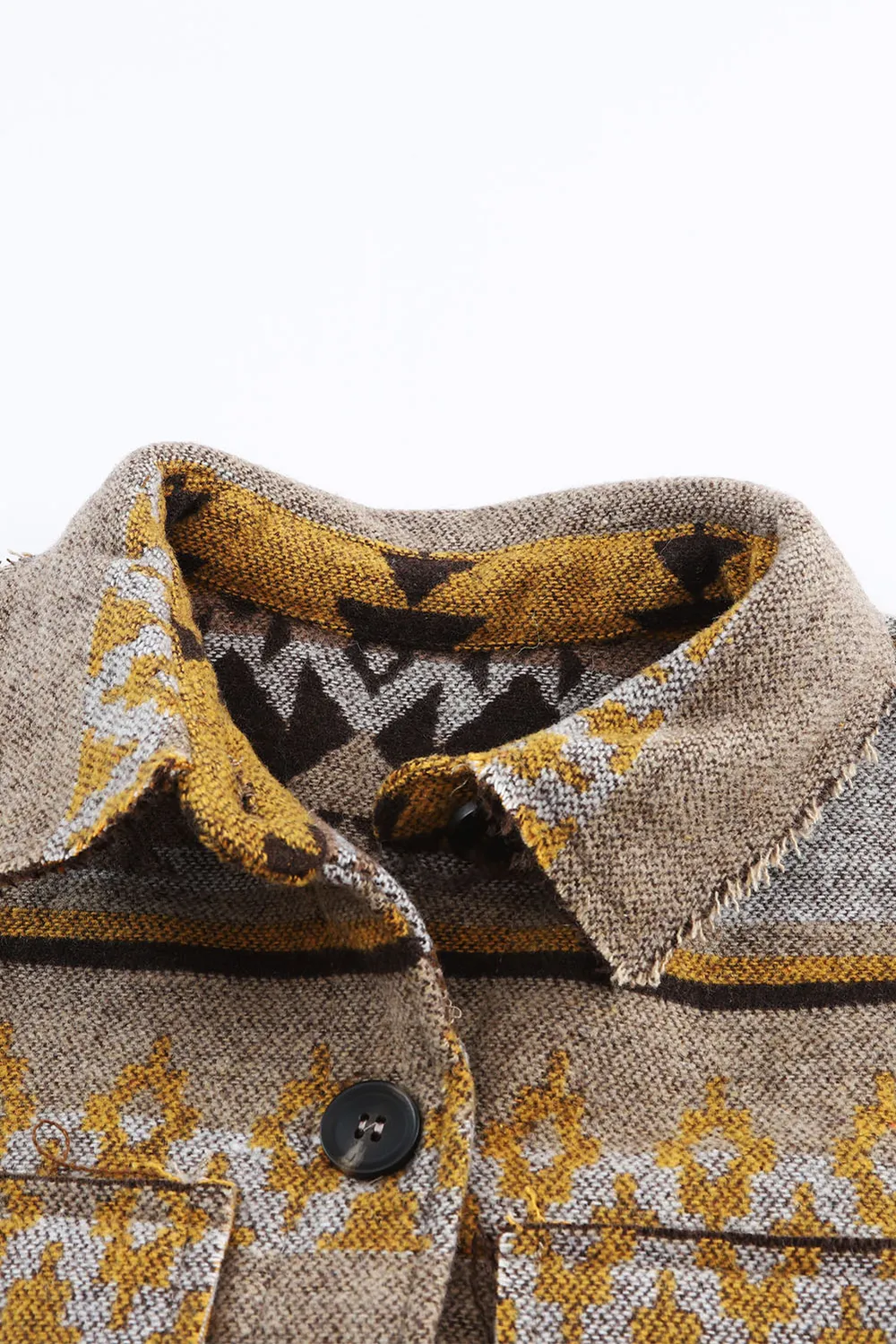 Pocketed Geometric Collared Neck Jacket, image 9