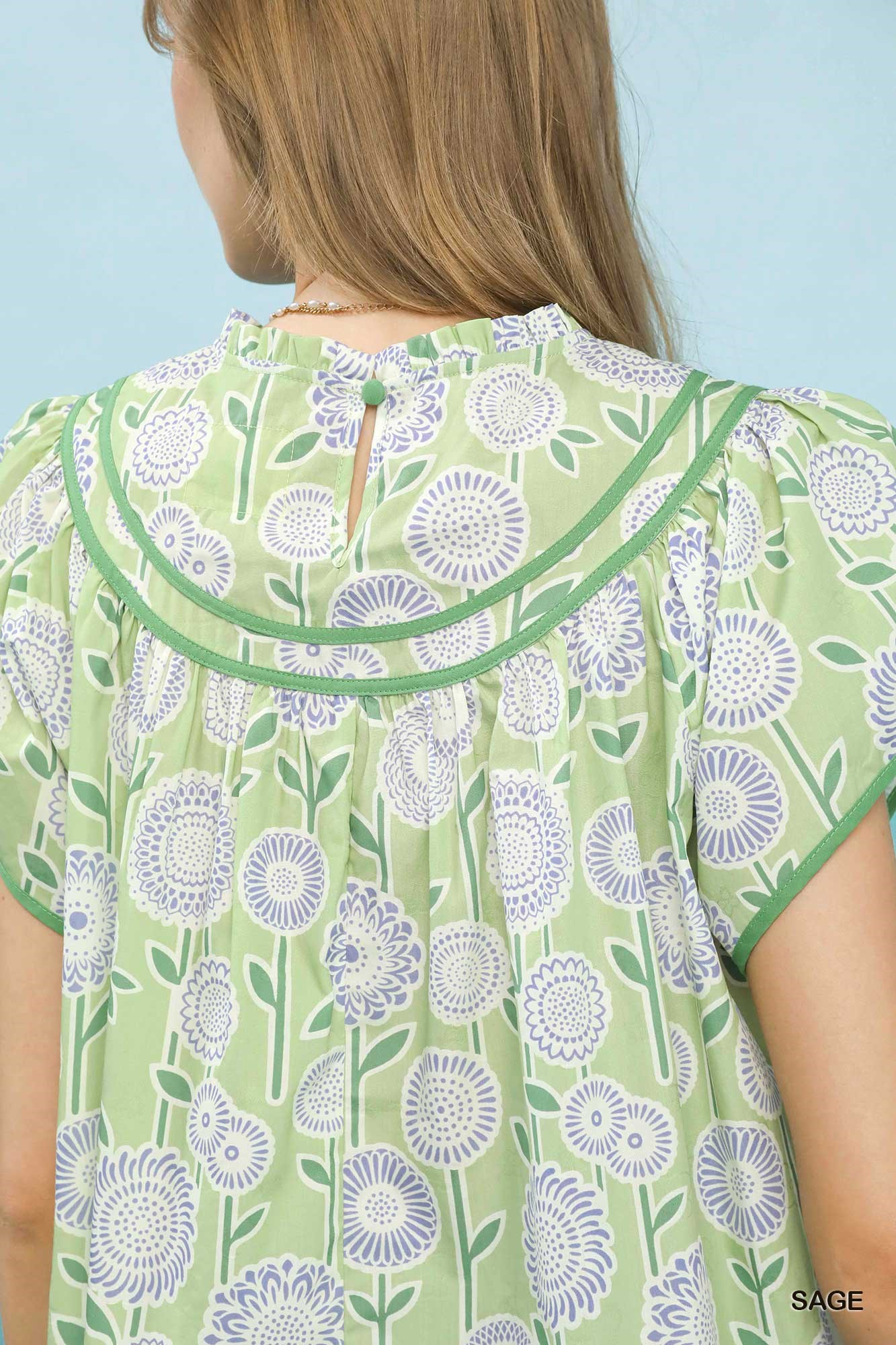 Retro Floral Smocked Babydoll Blouse, image 5