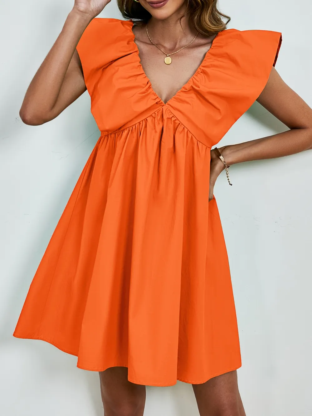 V-Neck Cap Sleeve Mini Dress, image 8