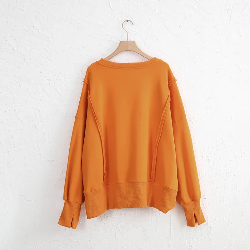 Exposed Seam High-Low Long Sleeve Sweatshirt, image 35