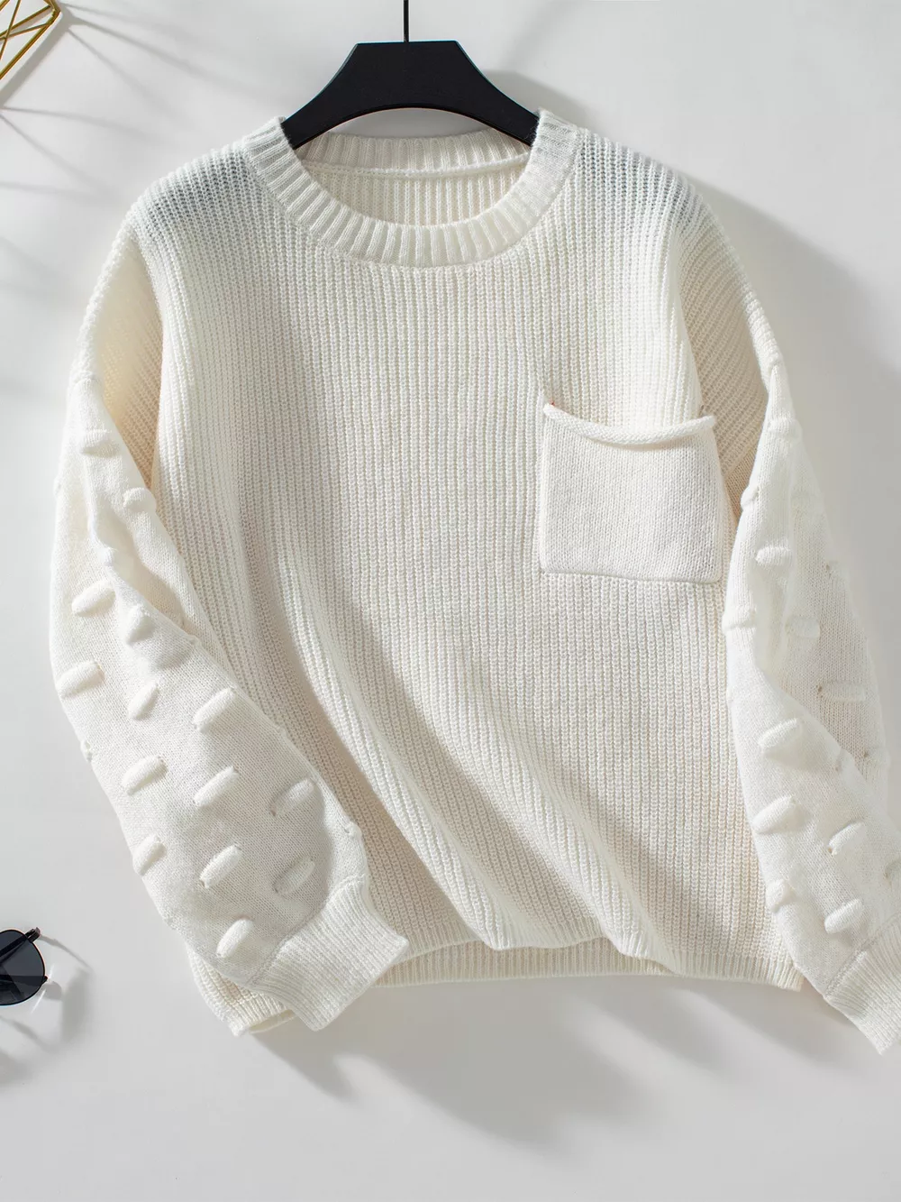 Pocket Detail Round Neck Sweater, image 4