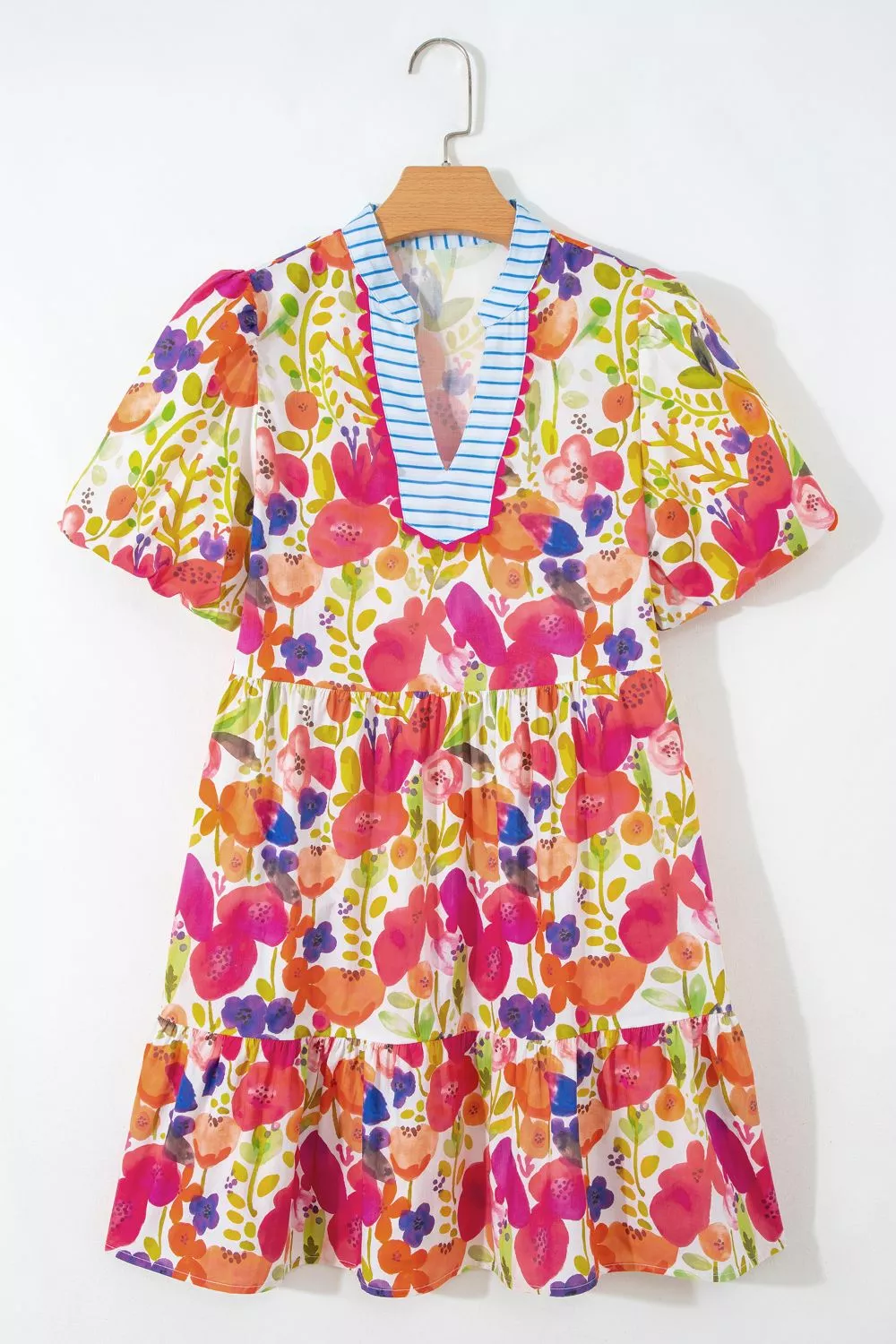 Floral Print Tiered Mini Dress, image 4