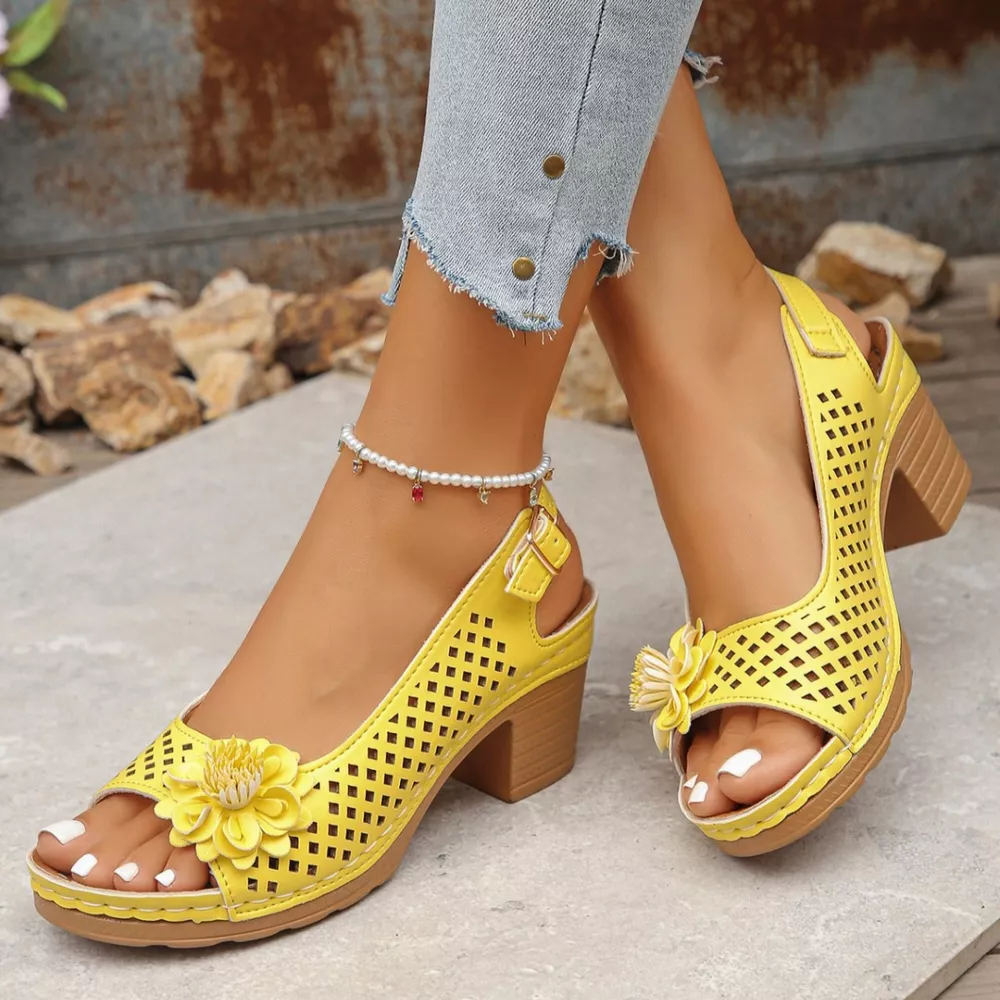 Floral Accent Block Heel Sandals, image 14