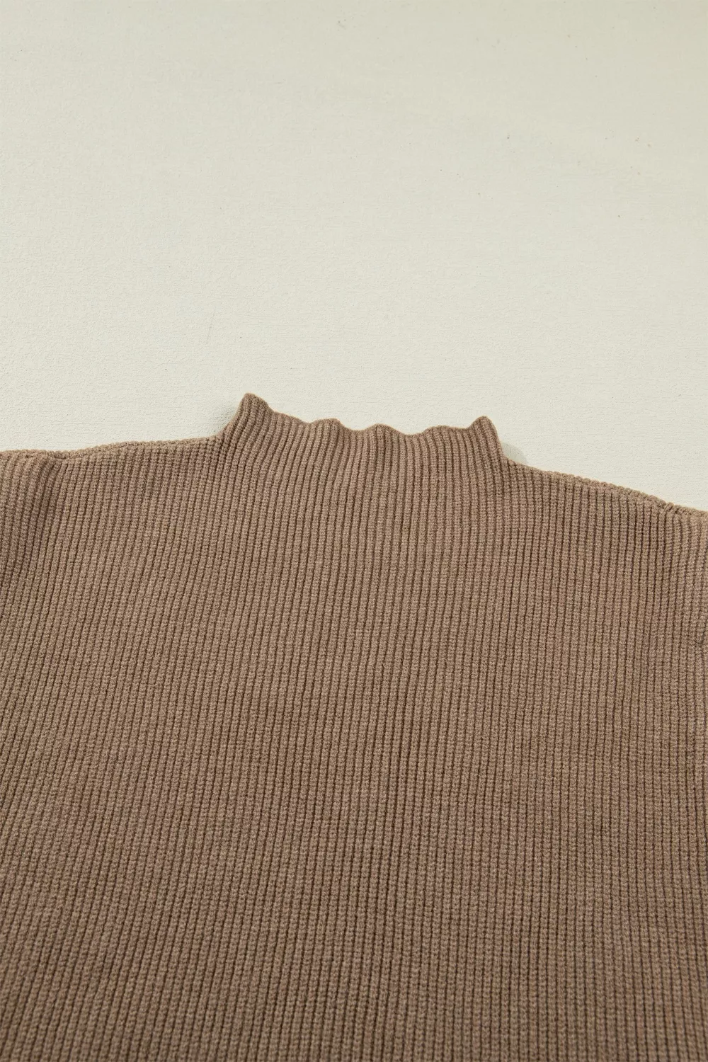 Solid Color Ribbed Knit Mock Neck Loose Sweater Vest, image 6