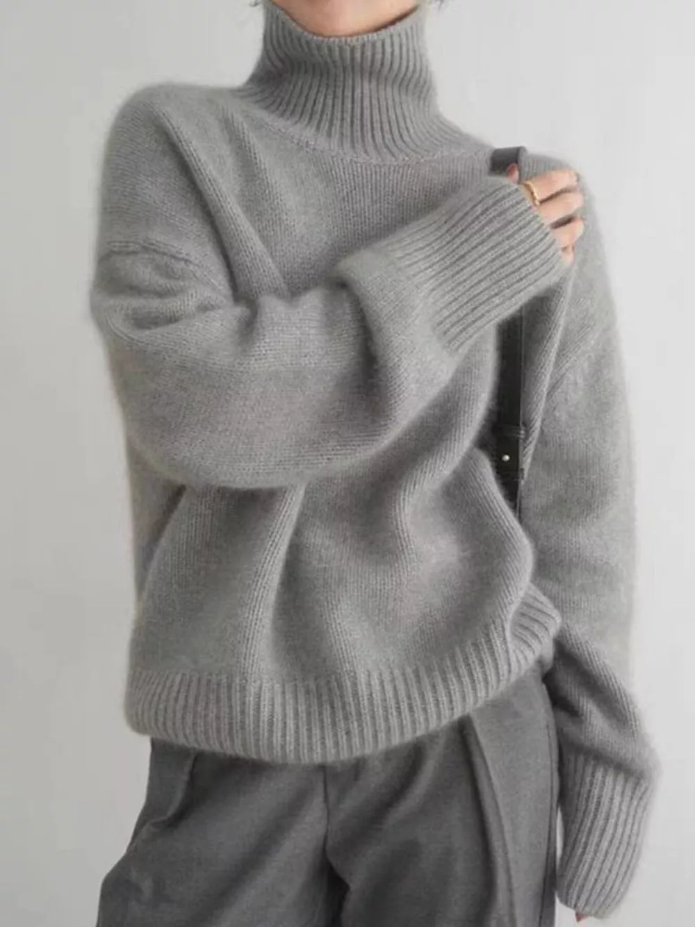 Turtleneck Dropped Shoulder Sweater, image 8