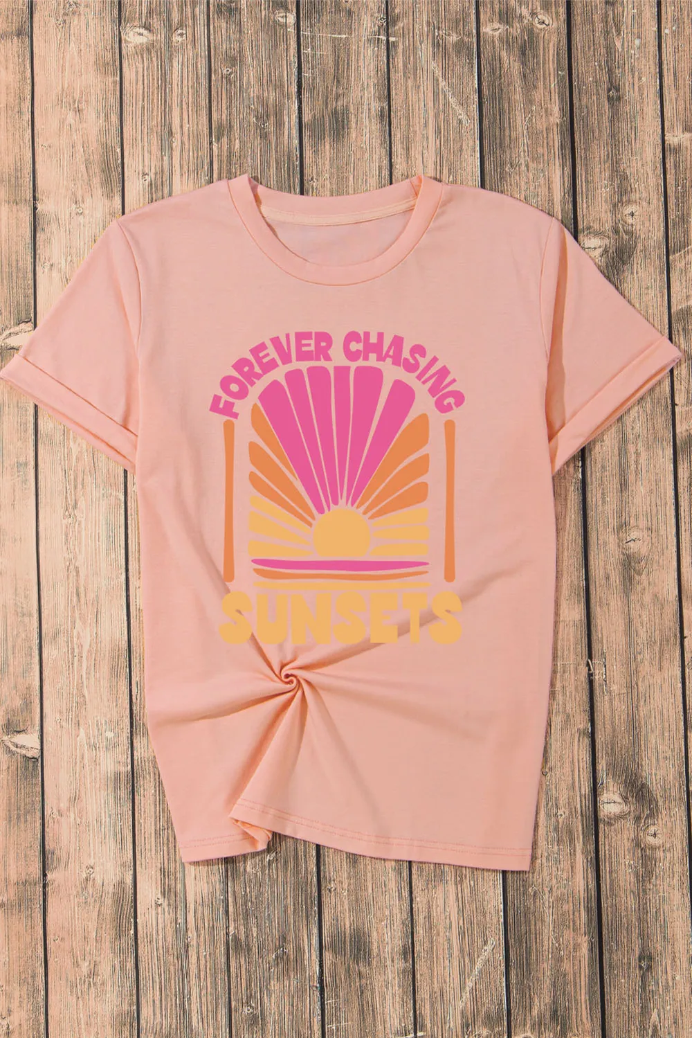 FOREVER CHASING SUNSETS Round Neck T-Shirt, image 3