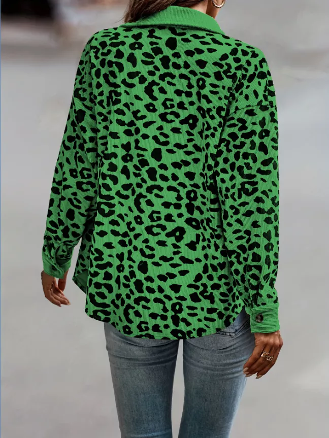 Full Size Leopard Print Button-Down Jacket Plus Size, image 12