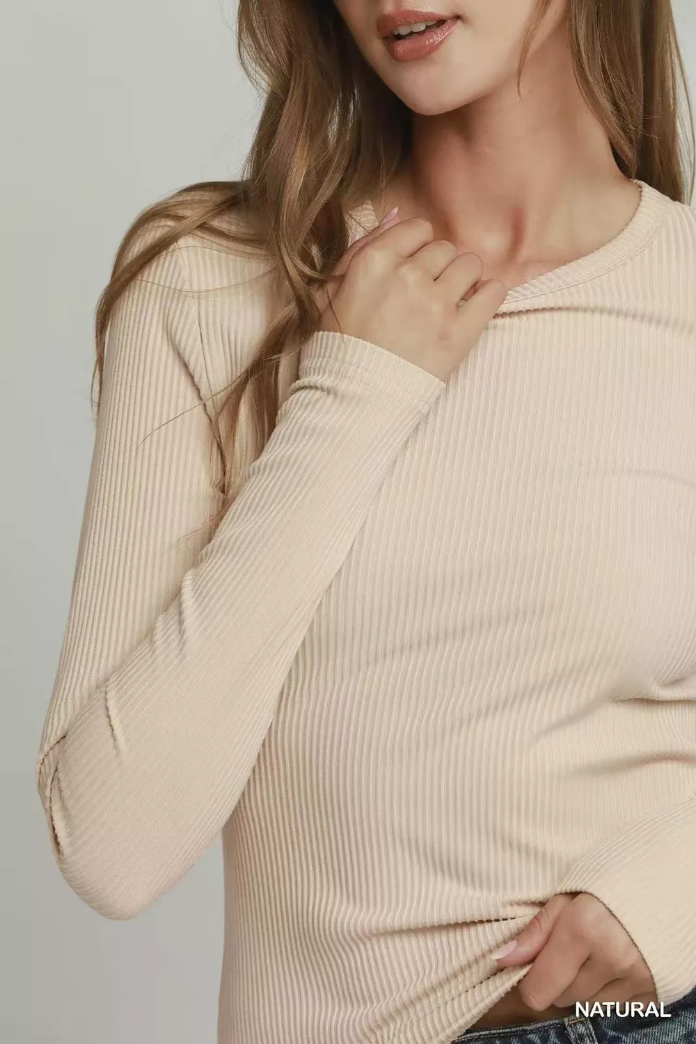 Brushed Rib Long Sleeve Top, image 4