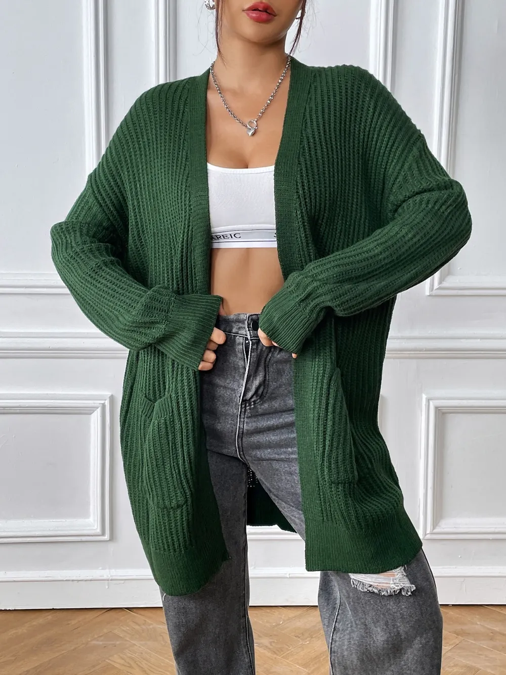 Open Front Long Sleeve Cardigan, image 3