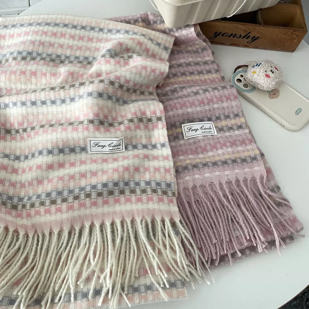 Plaid Fringe Warm Scarf, image 3
