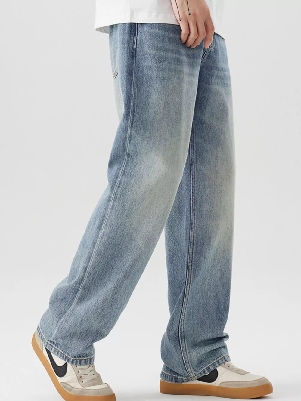 Men's Vintage Wash Loose Fit Jeans, image 5