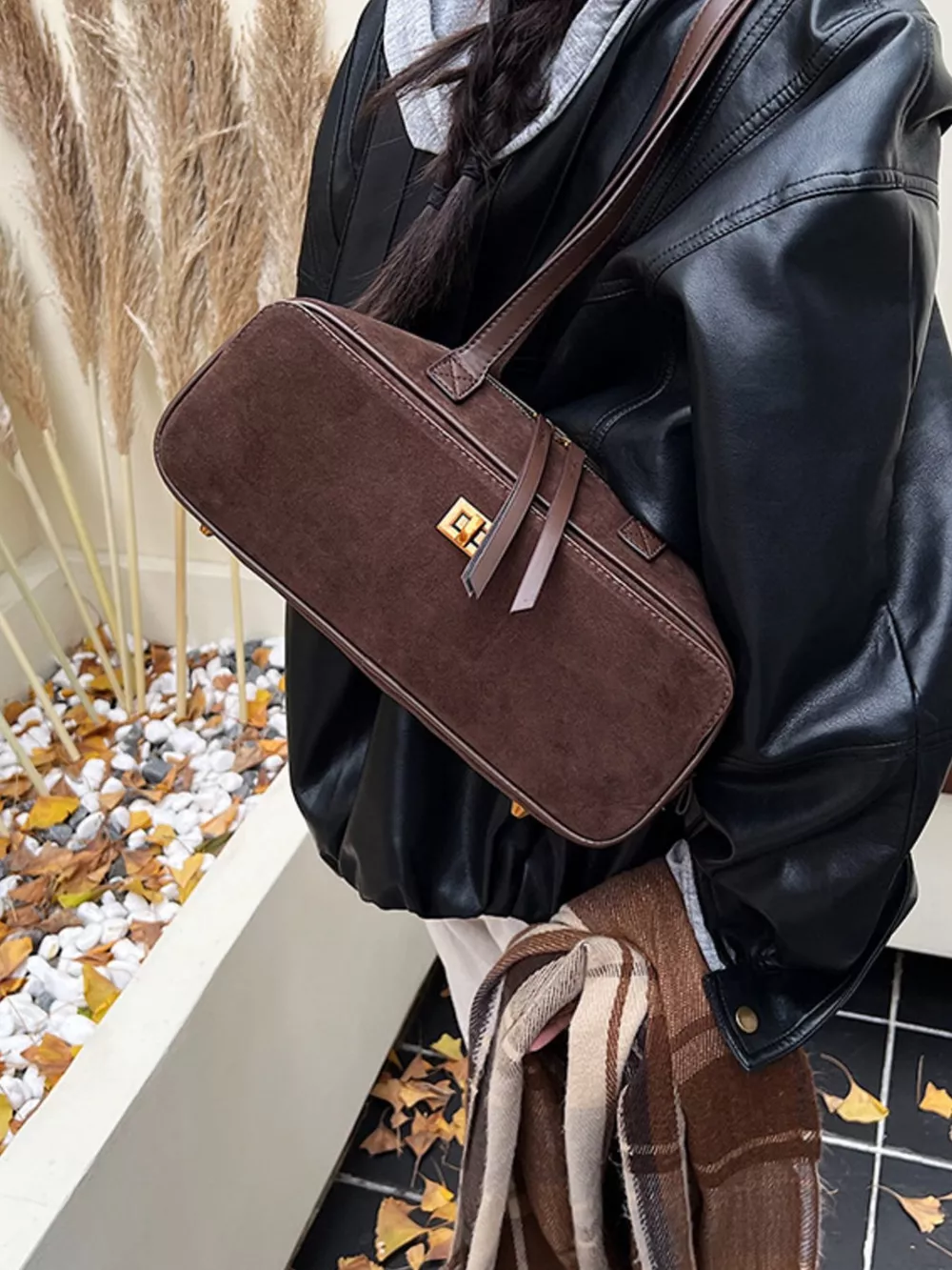 Suede Leather Shoulder Bag, image 7