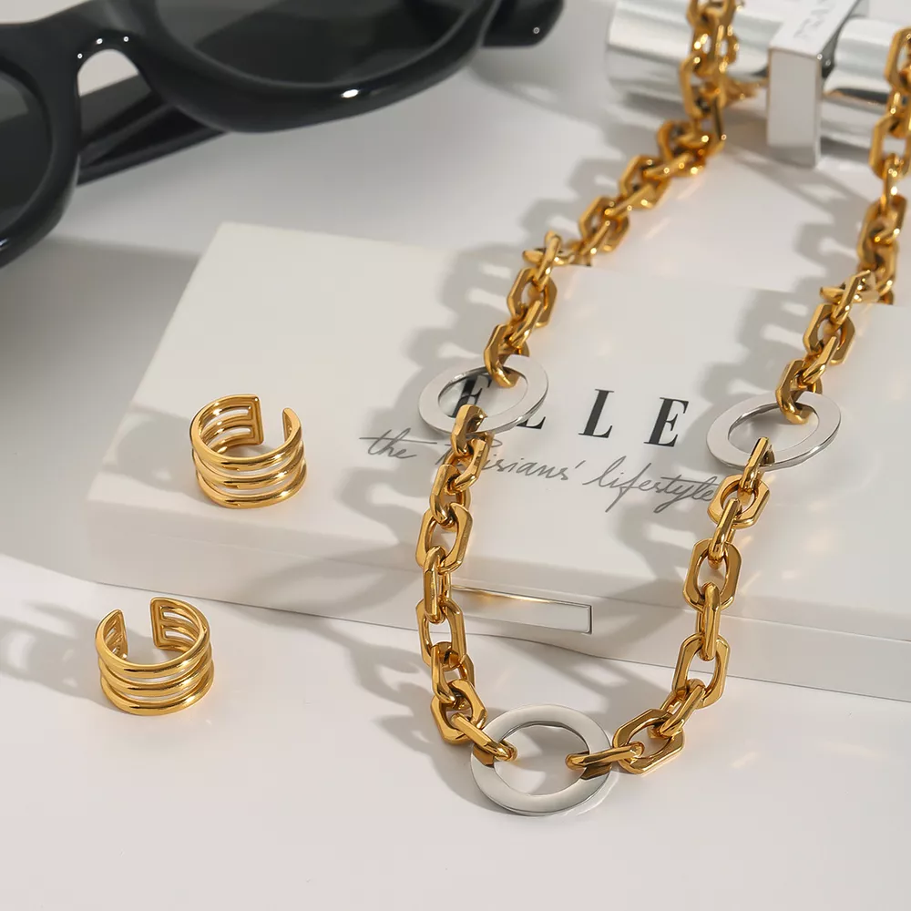 Stainless Steel Chain Link Circle Necklace, image 4