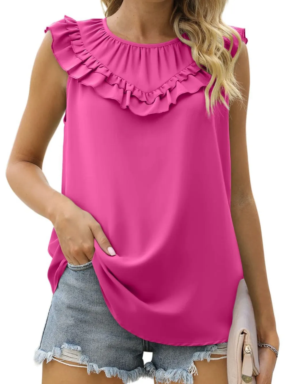 Ruffle Round Neck Blouse, image 3