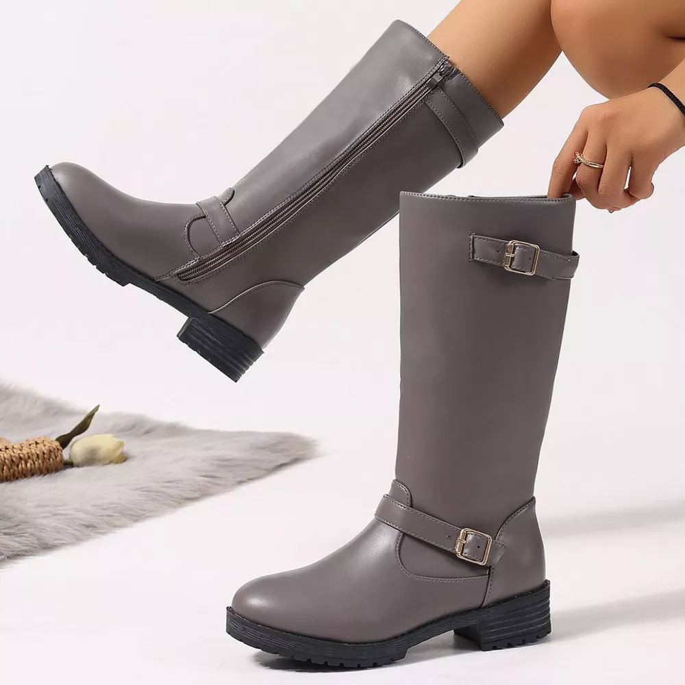 Round Toe Block Heels Boots, image 2