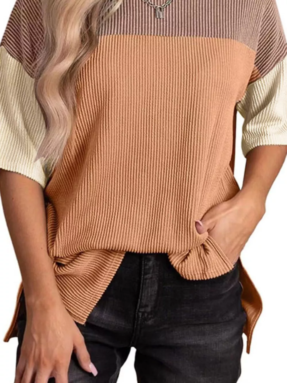 Color Block Half Sleeve Top, image 8