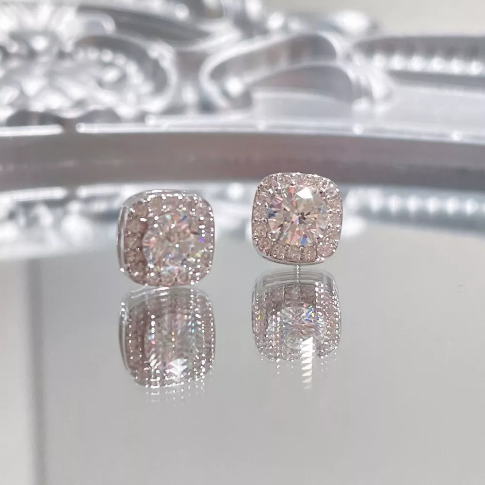 1 Carat Moissanite 925 Sterling Silver Stud Earrings, image 2