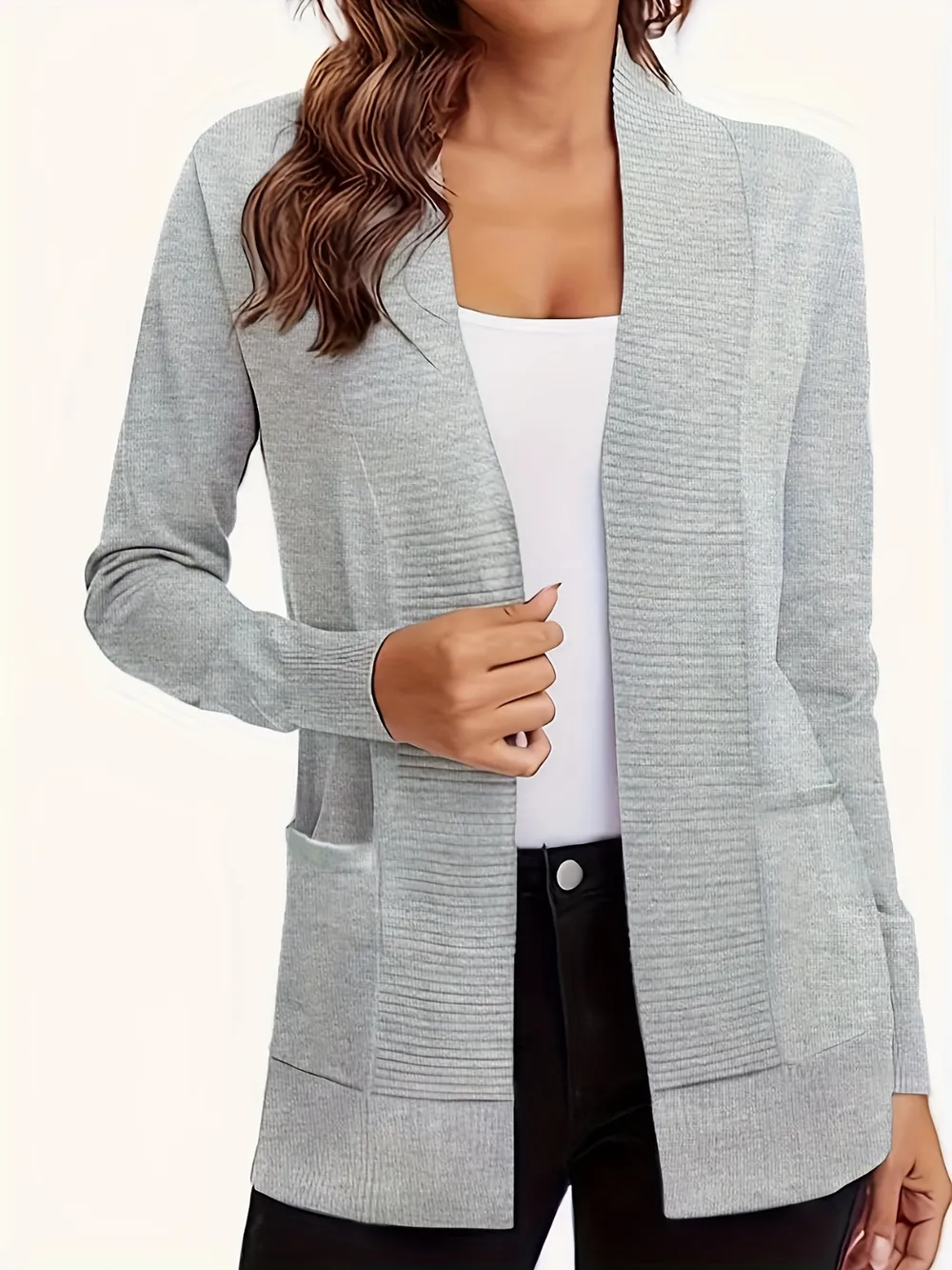 Open Front Long Sleeve Sweater Cardigan, image 22