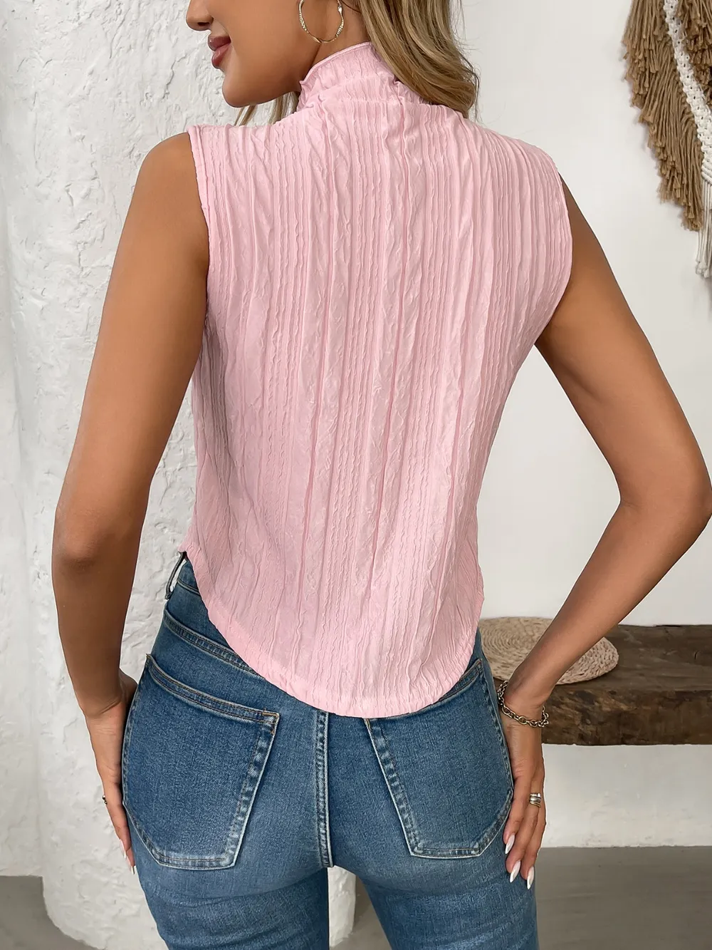 Texture Turtleneck Sleeveless Top, image 13