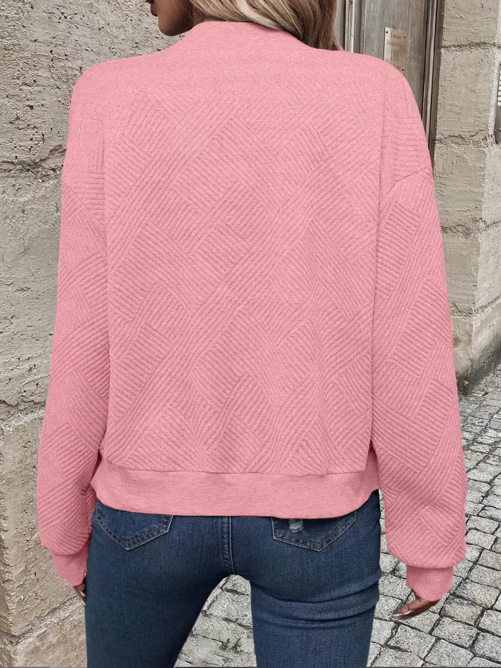 Texture Zip-Up Bomber Jacket, image 2