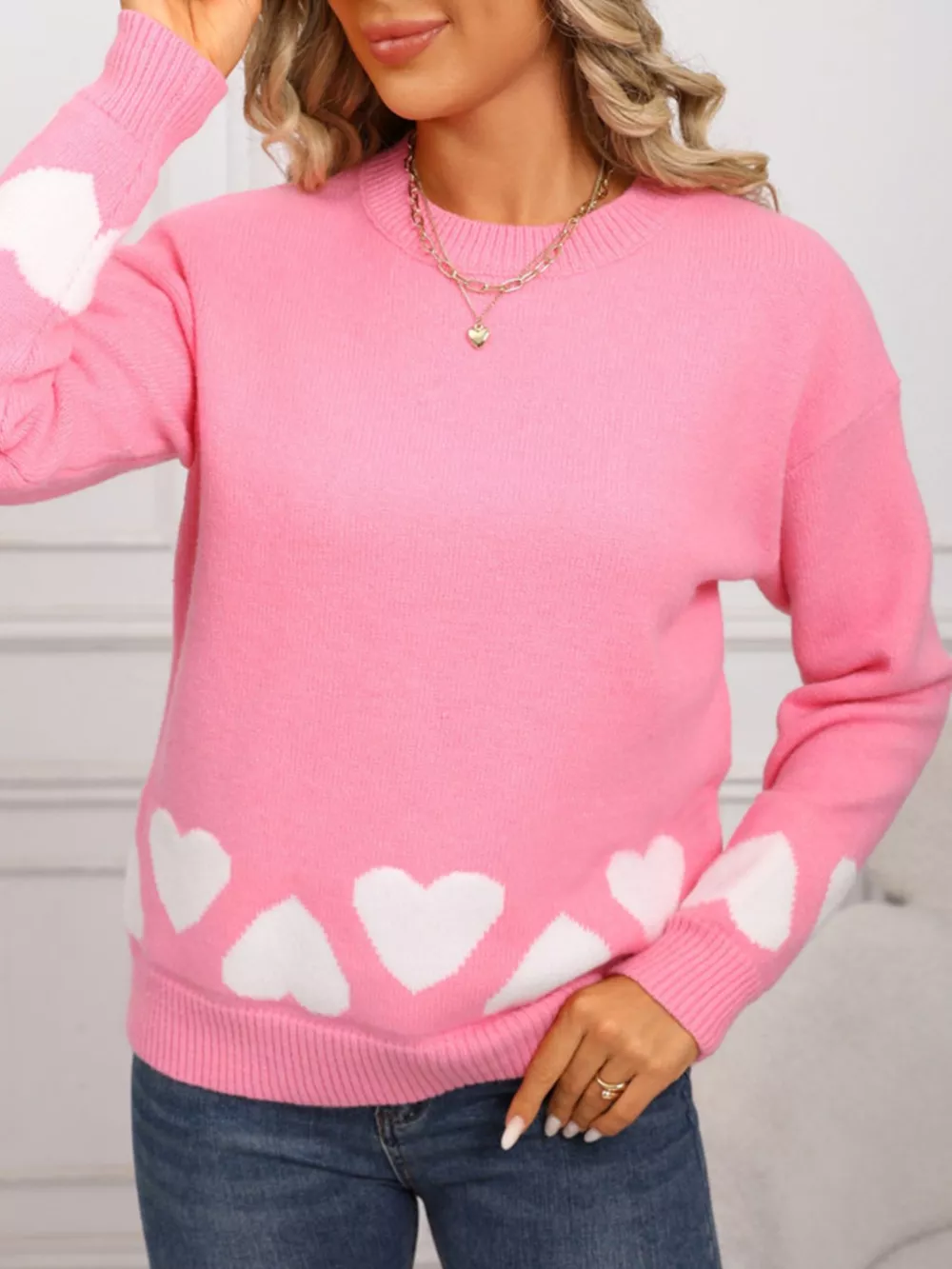 Valentine's Day Heart Crew Neck Sweater, image 12