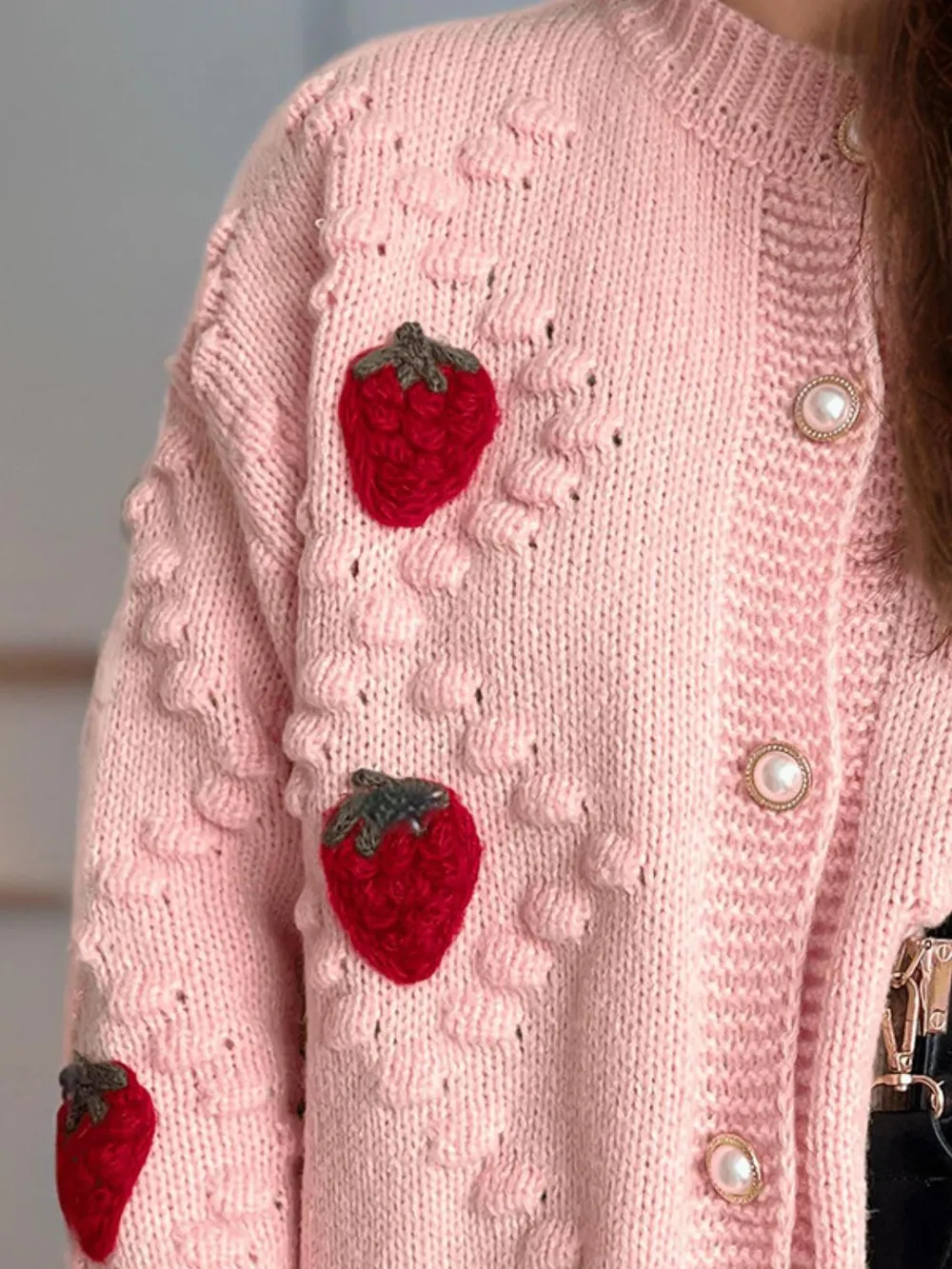 Strawberry Button Down Long Sleeve Cardigan, image 11