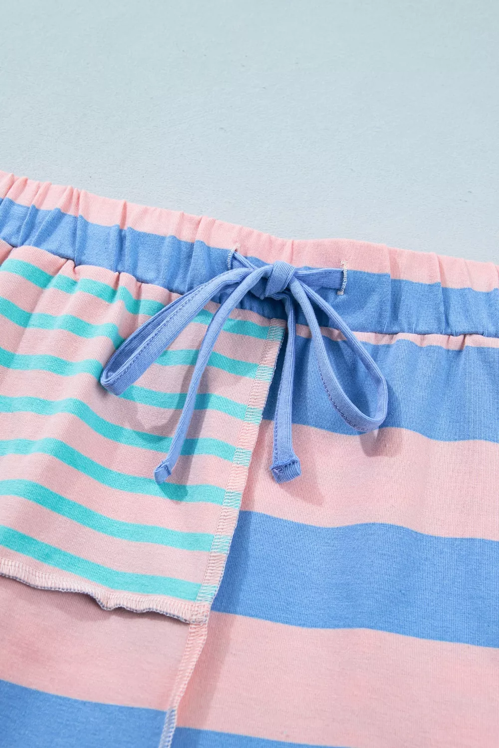 Stripe Exposed Seam Mixed Patchwork Loose Short Set, image 9