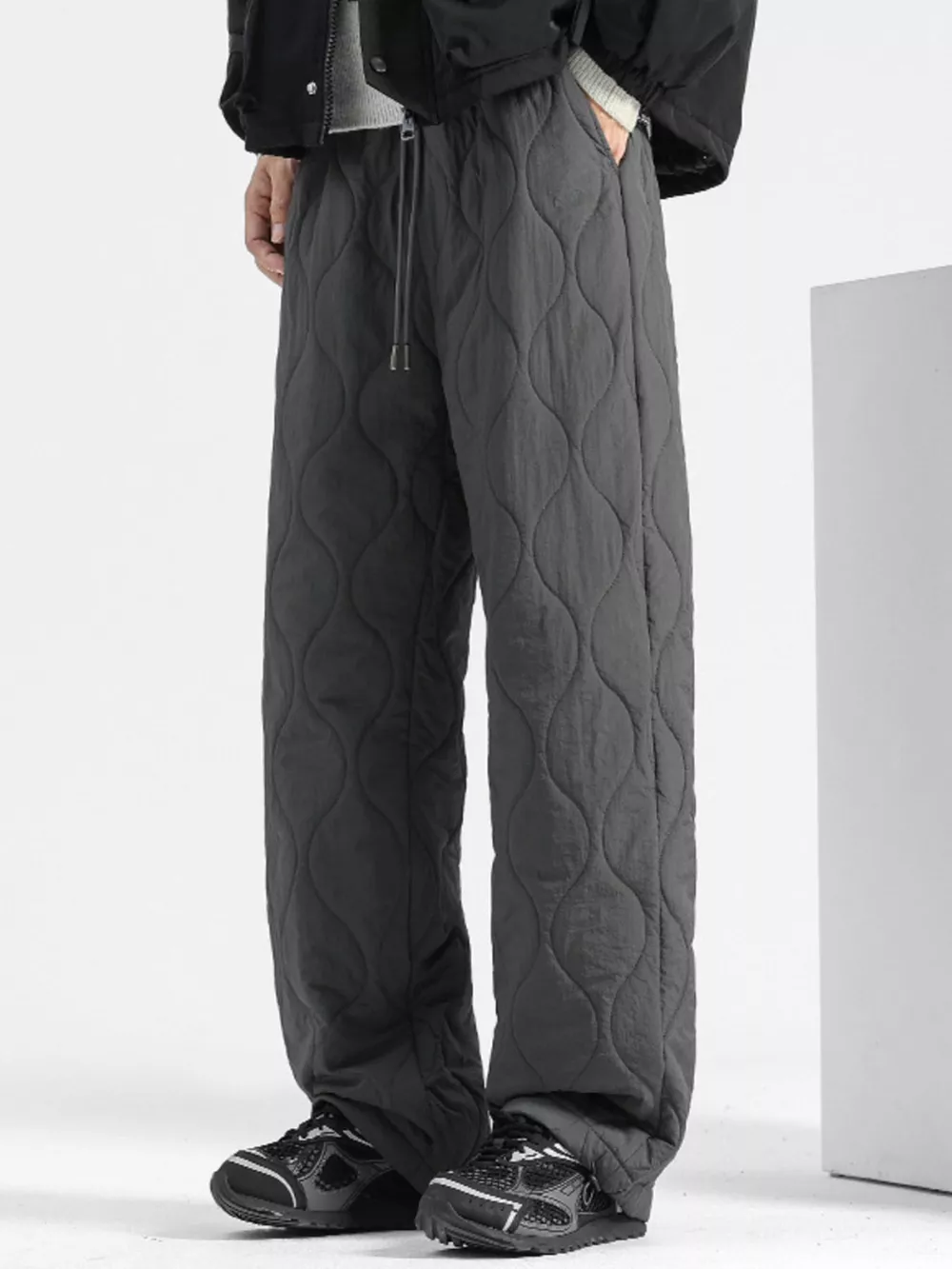 Men's Plus Size Quilted Loose-Fit Pants, image 3