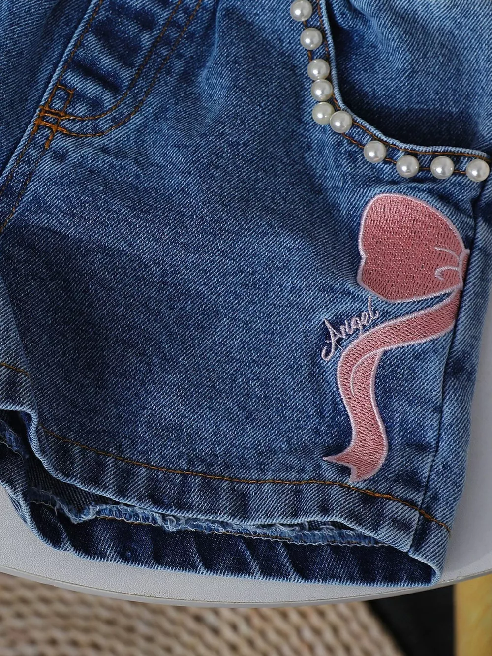 Children's Bowknot T-shirt and Denim Shorts Set, image 5