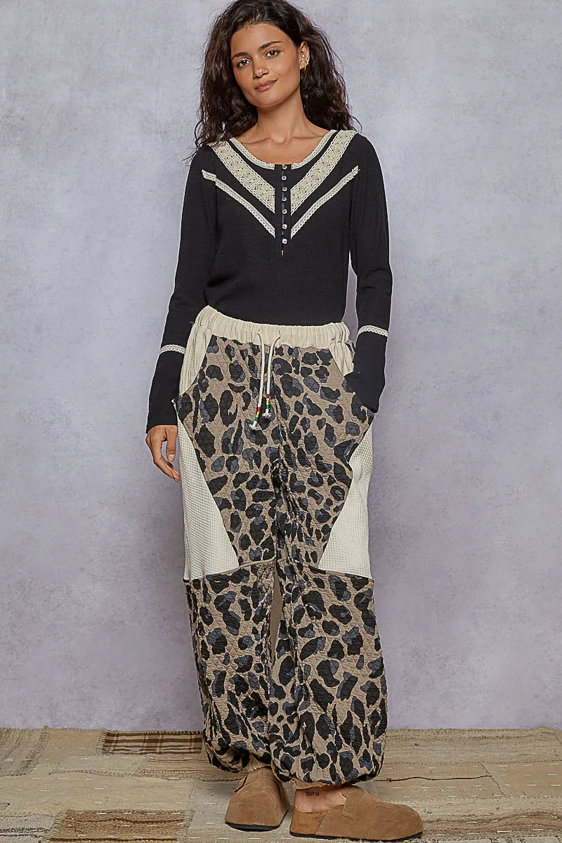 Ribbed Half Button Lace Detail Knit Top, image 8