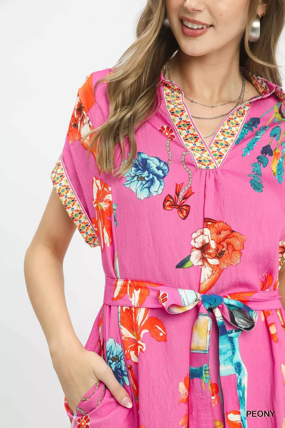 Floral Print Mini Dress with Belt, image 2