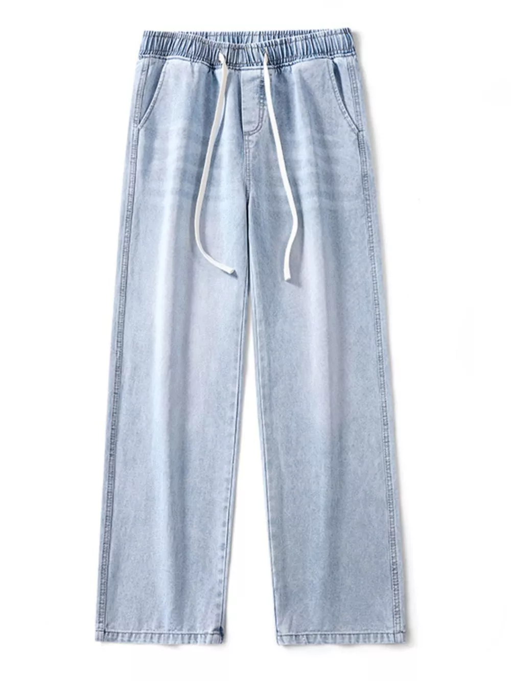 Men's Full Size Drawstring Wash Wide Leg Jeans Plus Size, image 5