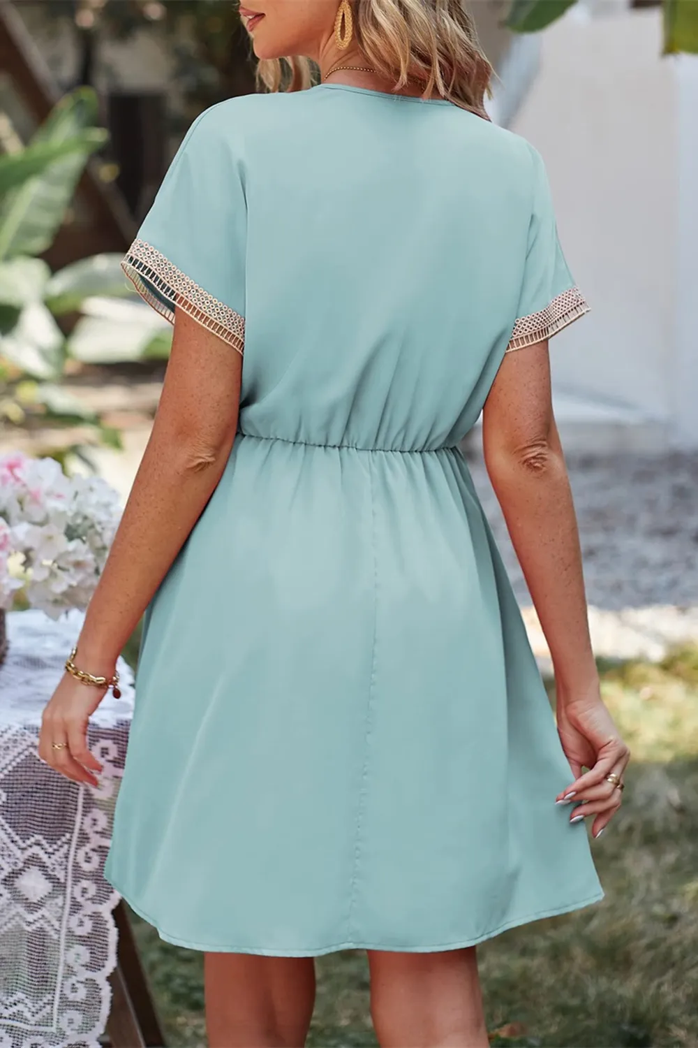 Tassel V-Neck Short Sleeve Dress, image 9