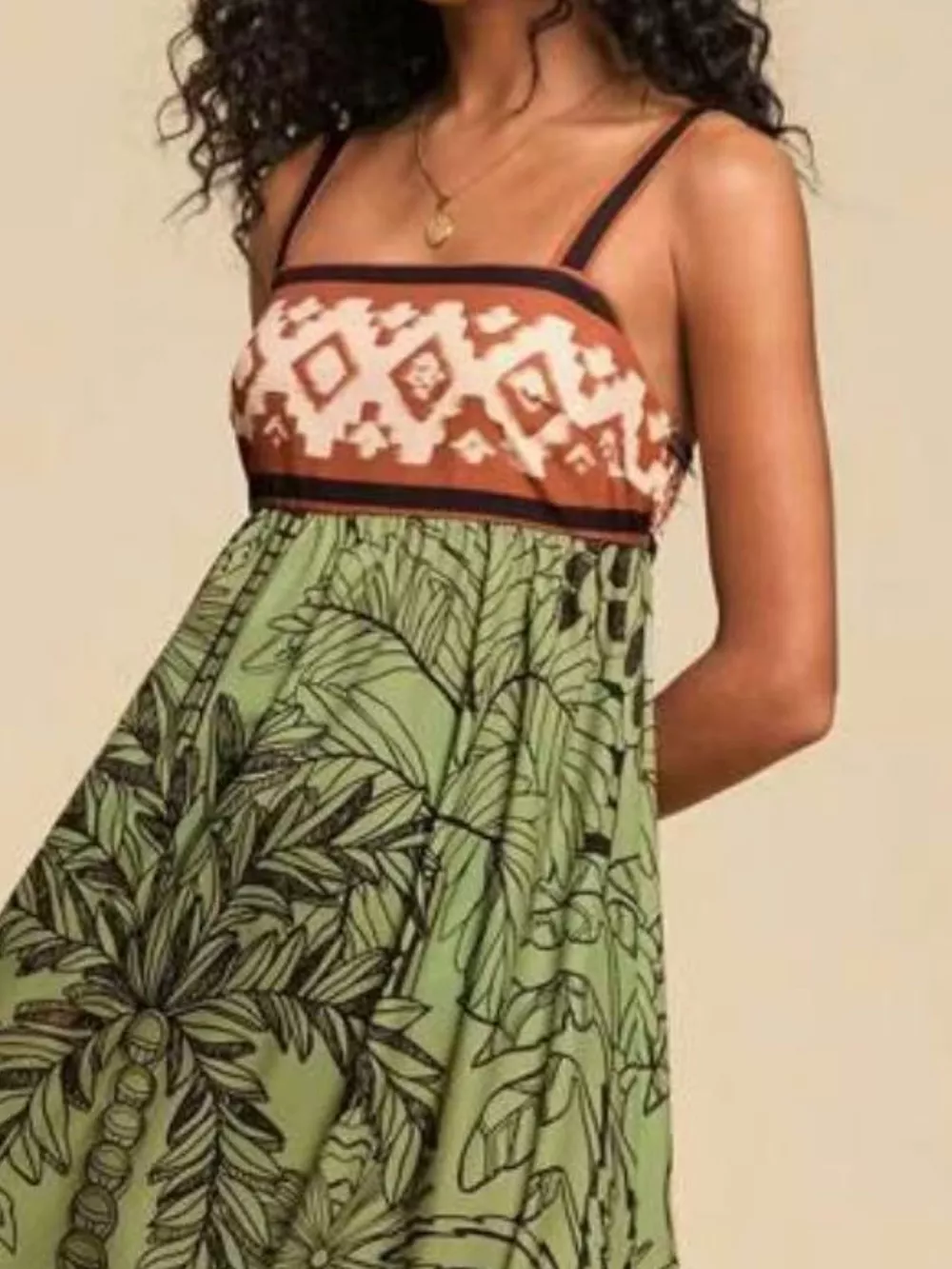 Printed Square Neck Maxi Dress, image 10
