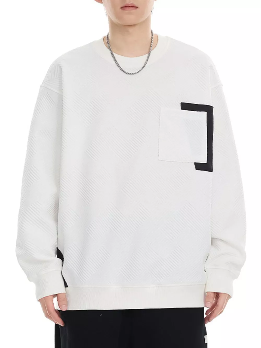 Men's Plus Size Crew Neck Sweatshirt with Pocket Detail, image 5