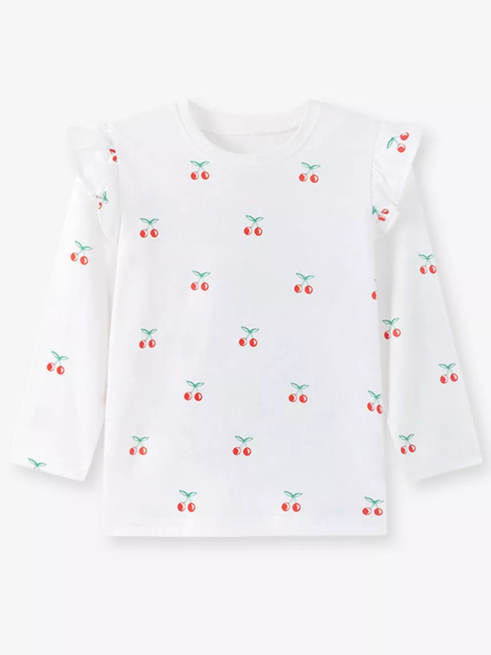 Children's Cherry & Flower Print Ruffled Long Sleeve T-Shirt, image 6