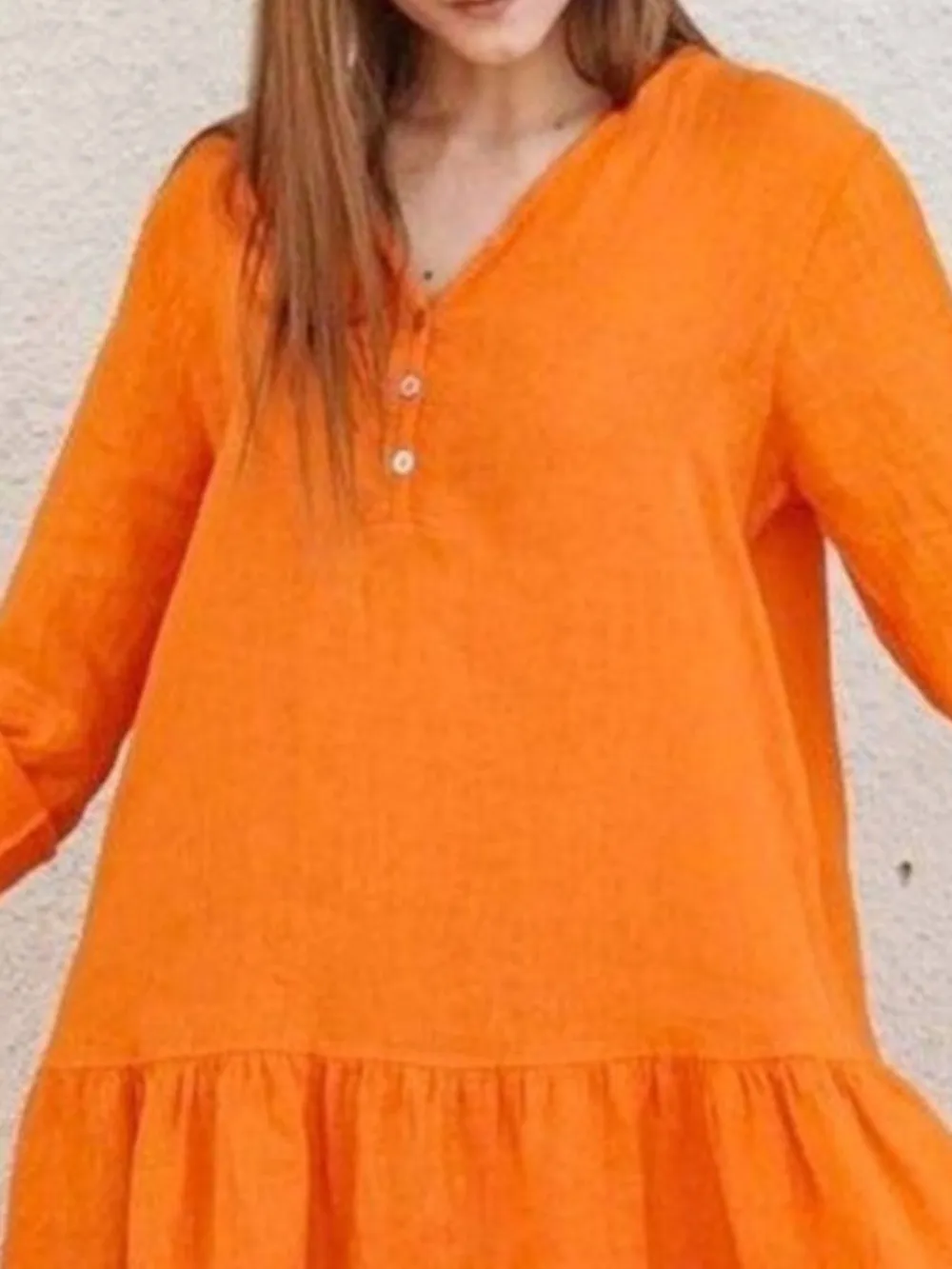 V-Neck Tiered Button Front Dress, image 4