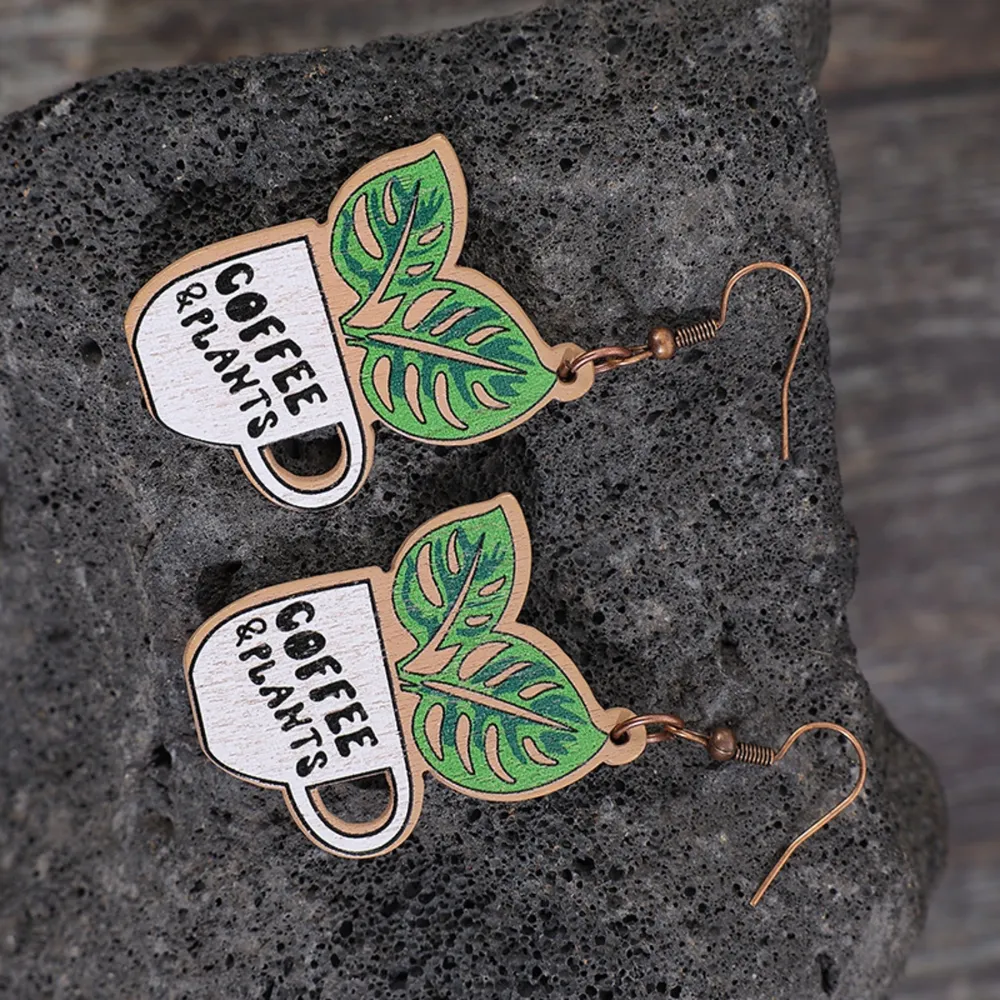 Wooden Alloy Dangle Earrings, image 4