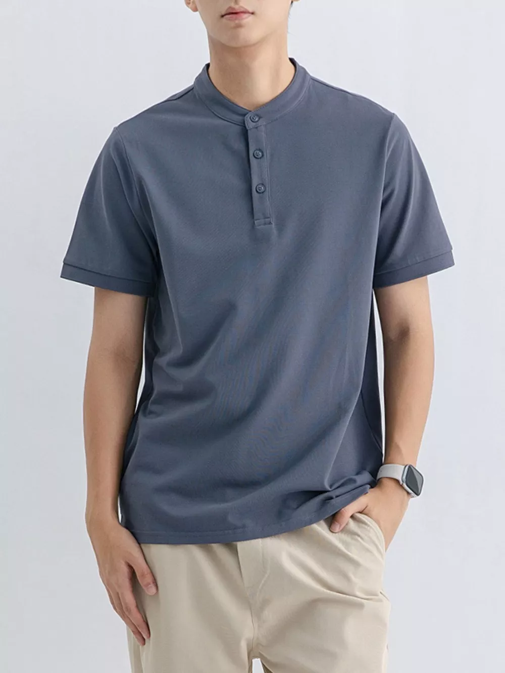 Men's Plus Size Button Detail Short Sleeve Top, image 8
