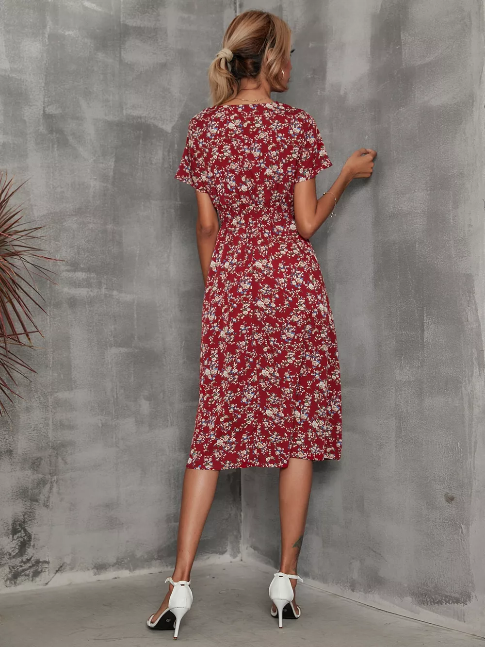 Printed Short Sleeve Midi Dress, image 13